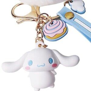 HK Inspired Cinnamoroll Pom Pom Keychain Bag Pendant Keyring Jewelry NWOT